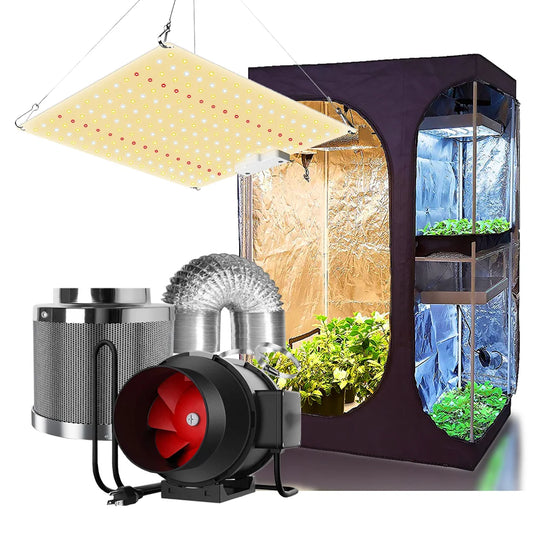 Full Hydroponic Kits, LED Grow Light + Grow tent + 4"/ Carbon Filter