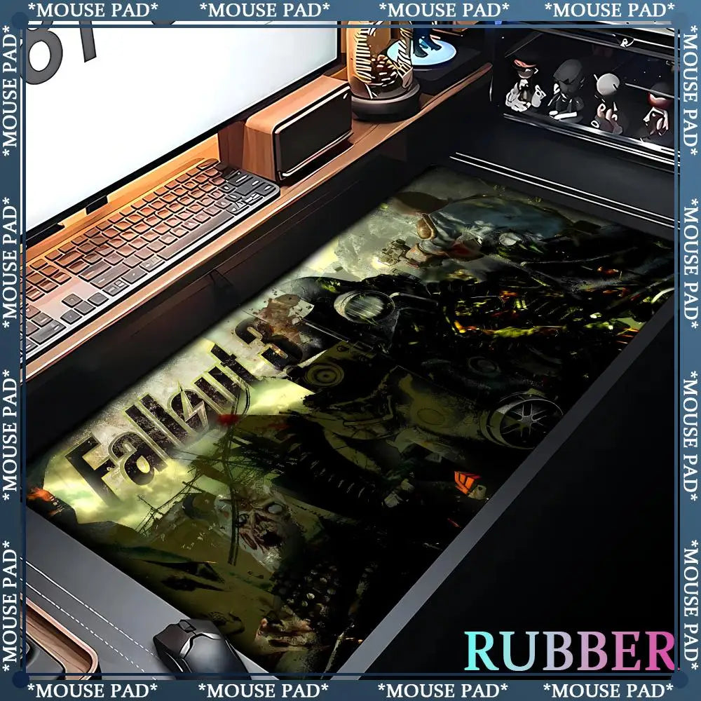 Anime F_Fallout 3 Oversized MousePad Gaming Keyboard Pad Oversized 1200X600MM XXXL Desk mat Game Accessories Lock Edge Mouse Pad