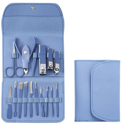 16PCS Brown Nail Cutter Set Stainless Steel Nail Clippers With Folding Bag Manicure Cutter Kits Scissors Makeup Beauty Tool